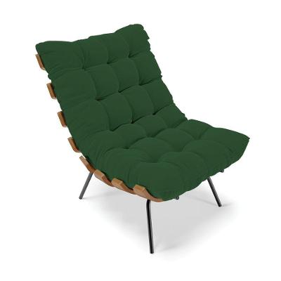 Poltrona Costela Veludo Base Metálica Preto - D'Rossi Verde