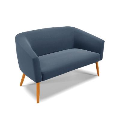 Namoradeira 02 Lugares Stella Suede Pés Palito Castanho - D'rossi Cor Azul Marinho