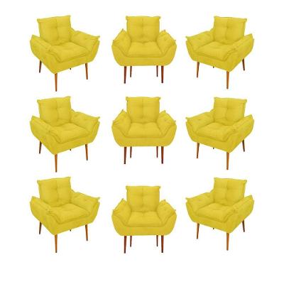 Kit 09 Cadeiras Poltronas Balaqui Decor Cor:amarelo