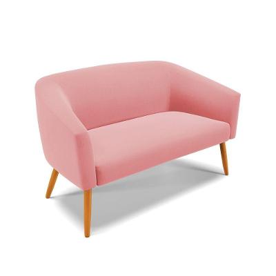 Namoradeira 02 Lugares Stella Suede Pés Palito Castanho - D'rossi Cor Rose