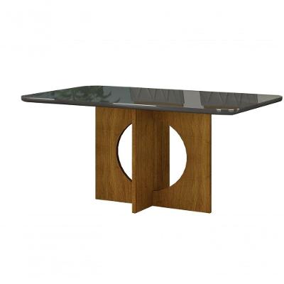 Mesa Para 06 Cadeiras Tampo Copo Vidro/Mdf 160Cm Lorena