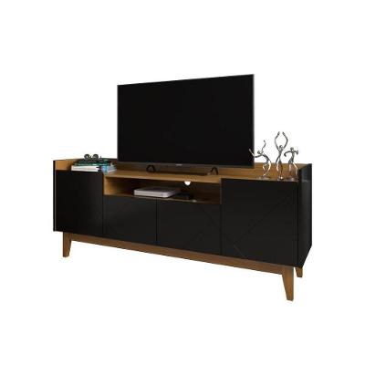 Rack Sala Gyala Para Tv Até 60 Polegadas C/ Pés De Madeira Preto/noce