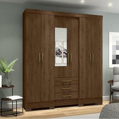 Guarda Roupa Casal 06 Portas 03 Gavetas Mentor Briz Castanho