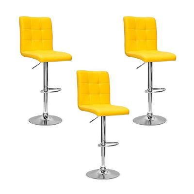 Conjunto 3 Banquetas Dublin Material Ecológico Amarela
