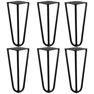 Kit 6 Pés De Metal 15 Cm Mesas De Centro Puffs Preto