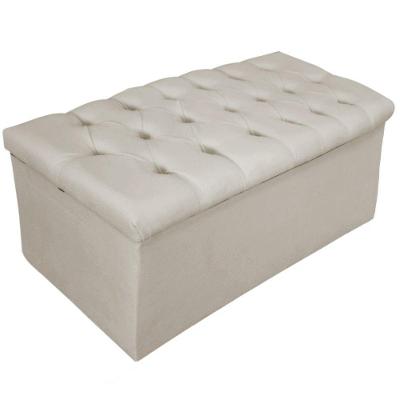 Calçadeira Baú Estofada Mel 90 Cm Solteiro Suede Bege