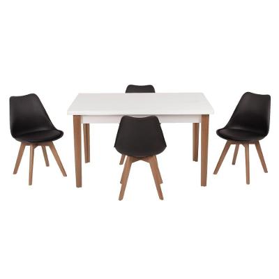 Kit Mesa Luiza 135cm Branca 4 Cadeiras Leda Preto