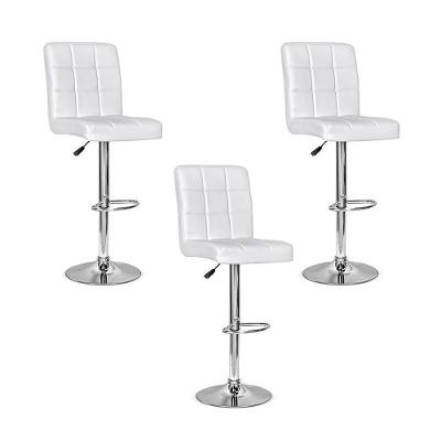 Conjunto 3 Banquetas Dublin Couro Pu Regulagem de Altura Branca