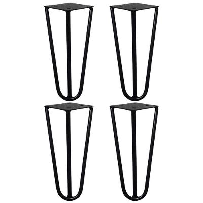 Kit 4 Pés De Metal 15 Cm Mesas De Centro Puffs Preto
