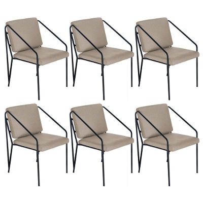 Kit 6 Poltronas Cadeiras Estofada Bergen Nórdico Escandinavo Nude