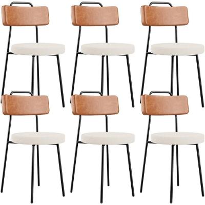 Kit 06 Cadeiras Decorativas Estofada Sala De Jantar Barcelona L02 Couríssimo Camel Linho Cru - Lyam