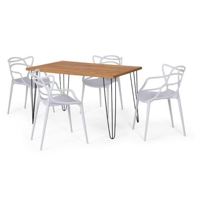 Conjunto Mesa De Jantar 130x80cm Com 4 Cadeiras - Cinza