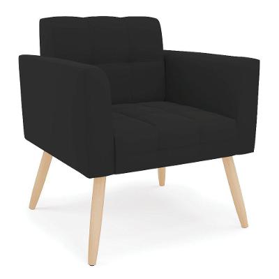 Poltrona Elisa Veludo Pés Palito Natural - D'rossi Cor Preto