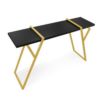 Aparador Industrial Brooklyn Preto Base Metálica Dourado D'rossi