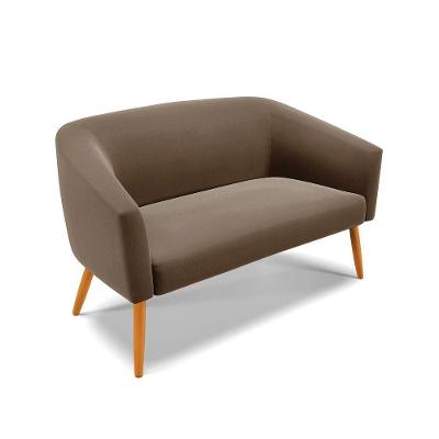 Namoradeira 02 Lugares Stella Suede Pés Palito Castanho - D'rossi Cor Marrom