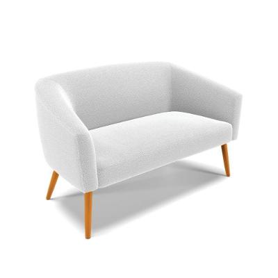 Sofá Namoradeira Stella Bouclê Pés Palito Castanho - D'rossi Cor Off White