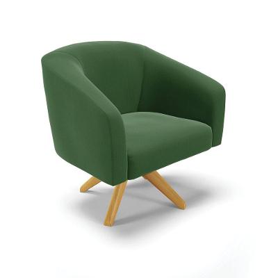Poltrona Giratória Stella Suede Base Madeira Ma30 - D'rossi Cor Verde