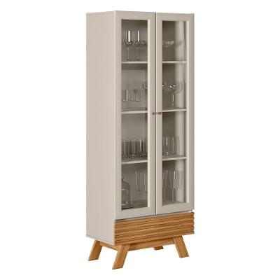 Cristaleira Maju 2 Portas Nature E Off White 71x185 Cm L04 - D'rossi