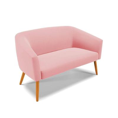 Namoradeira 02 Lugares Suede Rosê Pés Palito Castanho