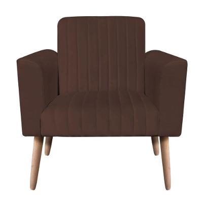 Poltrona Viena Gomada Suede Pés Palito Natural D'rossi Cor Marrom