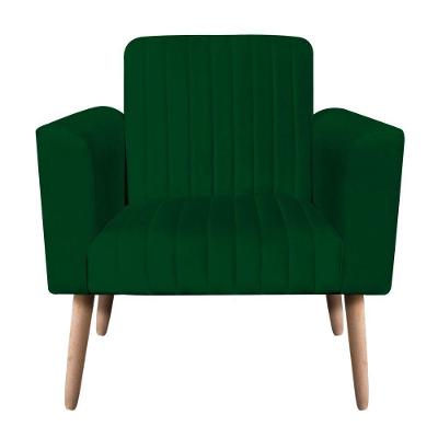 Poltrona Viena Gomada Suede Pés Palito Natural D'rossi Cor Verde