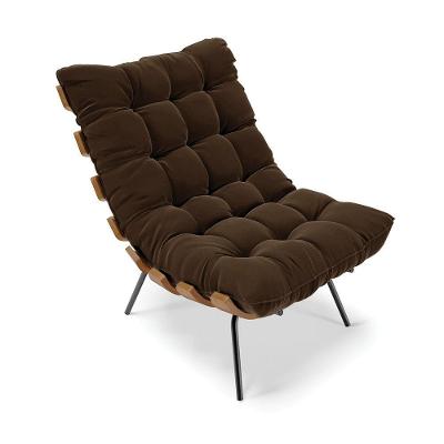 Poltrona Costela Suede Marrom Drossi