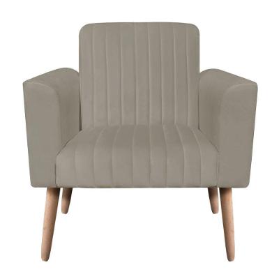 Poltrona Viena Gomada Suede Pés Palito Natural D'rossi Cor Marrom Rato