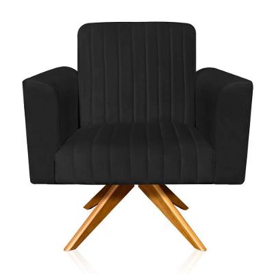 Poltrona Giratória Viena Gomada Base Madeira Ma30 Cor Preto