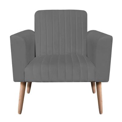 Poltrona Viena Gomada Suede Pés Palito Natural D'rossi Cor Grafite
