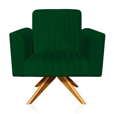 Poltrona Giratória Viena Gomada Base Madeira Ma30 Cor Verde
