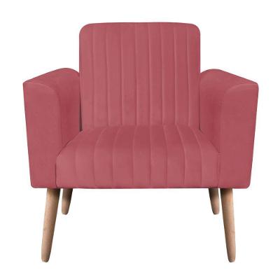 Poltrona Viena Gomada Suede Pés Palito Natural D'rossi Cor Rose