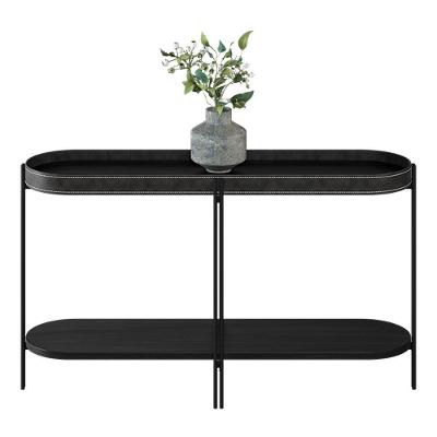 Buffet Aparador Isi Preto Tx E Couro Preto 139x79 Cm L04 - D'rossi
