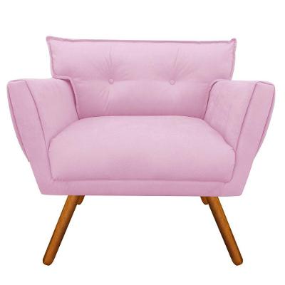 Poltrona Suede Pés Palito Castanho rosa Bebê