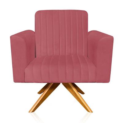 Poltrona Giratória Viena Gomada Base Madeira Ma30 Cor Rose