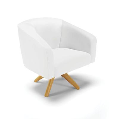 Poltrona Giratória Stella Corino Base Madeira Ma30 - D'rossi Cor Branco