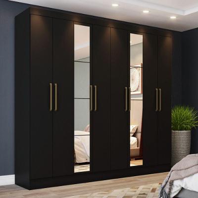 Guarda Roupa Casal 8 Portas 4 Gavetas Com Espelho Paris Casa 812 Preto Hp
