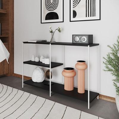 Aparador Industrial Artesania Branco E Preto 120cm - Cor: Preto