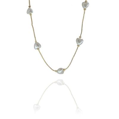Pulseira De Coração De Pérola Folheado A Ouro 18K