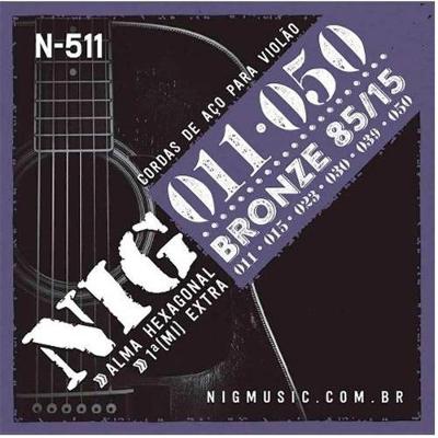 Encordoamento Violão Aço-bronze 85-15 Nig 011" - 050" - 1ª Corda (mí) Extra N511