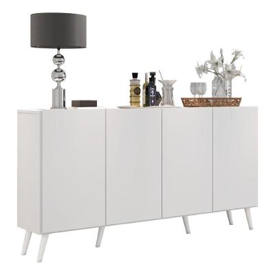Aparador Buffet 4 Portas com Pés Retrô Branco