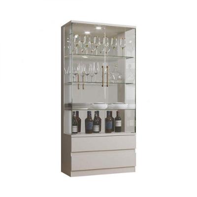 Cristaleira 2 Portas Vidro 2 Gavetas Diamante Off White