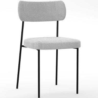 Cadeira Estofada Para Sala De Jantar Melina L02 Bouclê Cinza