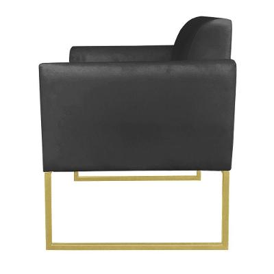 Kit 02 Poltronas Marisa Preto Base Dourado