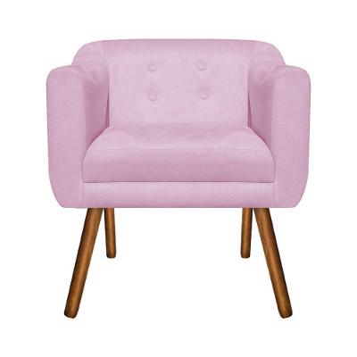 Poltrona Decorativa Julia Suede Rosa Bebê Pés Palito