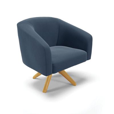 Poltrona Giratória Stella Suede Base Madeira Ma30 - D'rossi Cor Azul Marinho