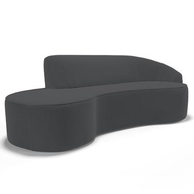 Sofá Living 2 Lugares 180cm Braço Direito Mozart D06 Veludo Cinza - Mpozenato