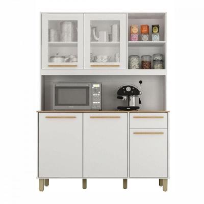 Cozinha Compacta Rubi 5 Portas 1 Gaveta Branco Com Cinamomo Valdemoveis Branco Com Cinamomo