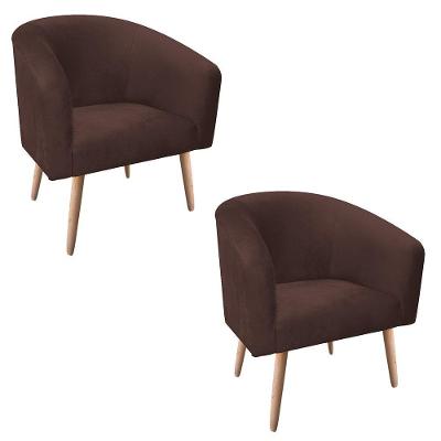 Kit 02 Poltronas Stella Marrom Natural