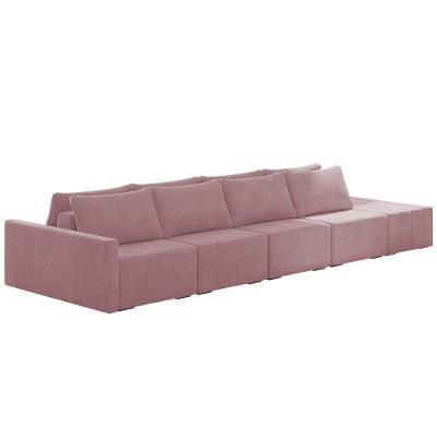 Sofá Ilha Modular Com Puff Para Sala Living 432cm Georgia K04 Veludo Rosê - Mpozenato