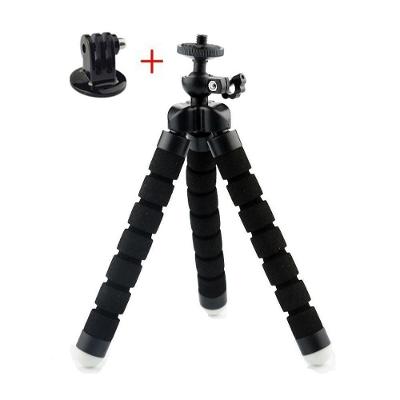 Mini Tripé Octopus Preto + Adaptador para DSLR, GoPro e Similares
